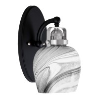 Easton 1 Light Wall Sconce Shown In Matte Black & Brushed Nickel Finish With 6