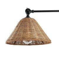 Wingbo Wall Sconce Rattan Wrapped Wall Lamp Adjustable Swing Arm Wall Light Fixture Vintage Bedside Light Wicker Handmade Shade