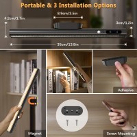 Moslumin Motion Sensor Led Light Bar Indoor Battery Powered Operated Wall Strip Lights With Remote Control Rechargeable Magnet