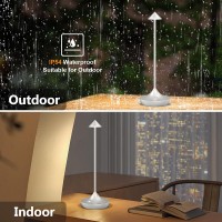 Moslumin Cordless Table Lamp Rechargeable, 6000Mah Battery Operated Led Desk Lamp Outdoor Waterproof Touch Portable Dimmable Wireless Modern Table Light For Patio Restaurant Living Room Silver