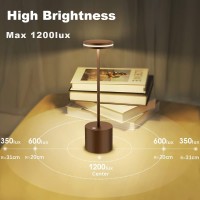 Moslumin Cordless Table Lamp Rechargeable, 5000Mah Battery Operated Led Desk Lamp Outdoor Waterproof Touch Portable Dimmable Wireless Modern Table Light For Patio Restaurant Living Room Brown