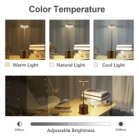 Moslumin Cordless Table Lamp Rechargeable, 5000Mah Battery Operated Led Desk Lamp Outdoor Waterproof Touch Portable Dimmable Wireless Modern Table Light For Patio Restaurant Living Room Brown