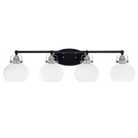 Easton 4 Light Bath Bar Shown In Matte Black & Brushed Nickel Finish With 7