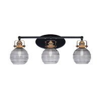 Easton 3 Light Bath Bar Shown In Matte Black & Brass Finish With 6