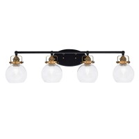 Easton 4 Light Bath Bar Shown In Matte Black & Brass Finish With 5.75