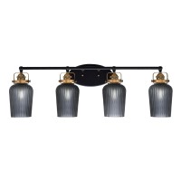 Easton 4 Light Bath Bar Shown In Matte Black & Brass Finish With 5