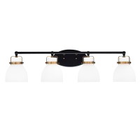 Easton 4 Light Bath Bar Shown In Matte Black & Brass Finish With 6