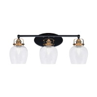 Easton 3 Light Bath Bar Shown In Matte Black & Brass Finish With 6