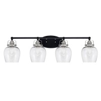 Easton 4 Light Bath Bar Shown In Matte Black & Brushed Nickel Finish With 6