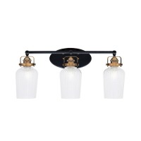 Easton 3 Light Bath Bar Shown In Matte Black & Brass Finish With 5