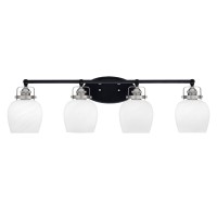 Easton 4 Light Bath Bar Shown In Matte Black & Brushed Nickel Finish With 6