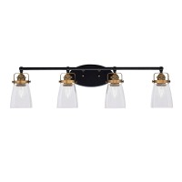 Easton 4 Light Bath Bar Shown In Matte Black & Brass Finish With 4.5