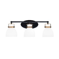 Easton 3 Light Bath Bar Shown In Matte Black & Brass Finish With 6