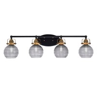 Easton 4 Light Bath Bar Shown In Matte Black & Brass Finish With 6