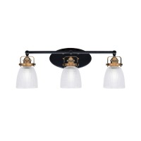 Easton 3 Light Bath Bar Shown In Matte Black & Brass Finish With 5