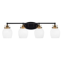 Easton 4 Light Bath Bar Shown In Matte Black & Brass Finish With 6