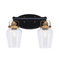 Easton 2 Light Bath Bar Shown In Matte Black & Brass Finish With 5