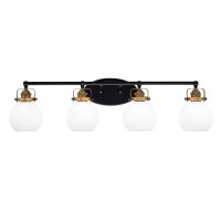 Easton 4 Light Bath Bar Shown In Matte Black & Brass Finish With 5.75