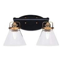 Easton 2 Light Bath Bar Shown In Matte Black & Brass Finish With 7