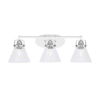 Easton 3 Light Bath Bar Shown In White & Brushed Nickel Finish With 7