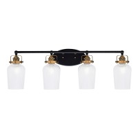 Easton 4 Light Bath Bar Shown In Matte Black & Brass Finish With 5