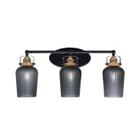 Easton 3 Light Bath Bar Shown In Matte Black & Brass Finish With 5