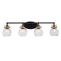 Easton 4 Light Bath Bar Shown In Matte Black & Brass Finish With 5.75