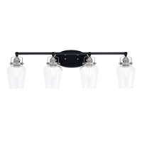 Easton 4 Light Bath Bar Shown In Matte Black & Brushed Nickel Finish With 5