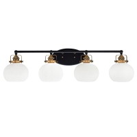 Easton 4 Light Bath Bar Shown In Matte Black & Brass Finish With 7