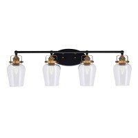 Easton 4 Light Bath Bar Shown In Matte Black & Brass Finish With 5