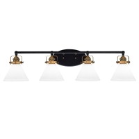 Easton 4 Light Bath Bar Shown In Matte Black & Brass Finish With 7