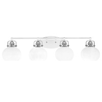 Easton 4 Light Bath Bar Shown In White & Brushed Nickel Finish With 7