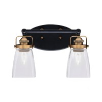 Easton 2 Light Bath Bar Shown In Matte Black & Brass Finish With 4.5