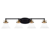 Easton 4 Light Bath Bar Shown In Matte Black & Brass Finish With 7