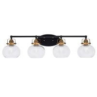 Easton 4 Light Bath Bar Shown In Matte Black & Brass Finish With 7