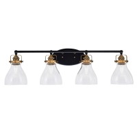 Easton 4 Light Bath Bar Shown In Matte Black & Brass Finish With 6.25