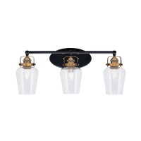 Easton 3 Light Bath Bar Shown In Matte Black & Brass Finish With 5