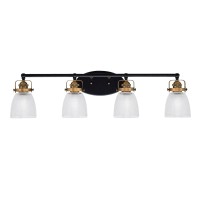 Easton 4 Light Bath Bar Shown In Matte Black & Brass Finish With 5