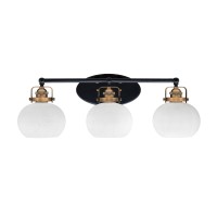 Easton 3 Light Bath Bar Shown In Matte Black & Brass Finish With 7