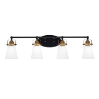 Easton 4 Light Bath Bar Shown In Matte Black & Brass Finish With 4.5