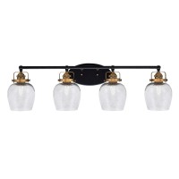 Easton 4 Light Bath Bar Shown In Matte Black & Brass Finish With 6