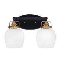 Easton 2 Light Bath Bar Shown In Matte Black & Brass Finish With 6