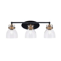 Easton 3 Light Bath Bar Shown In Matte Black & Brass Finish With 6