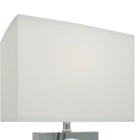 Rohi 22 Inch Table Lamp, White Fabric Shade, Chrome Base, Led Accents