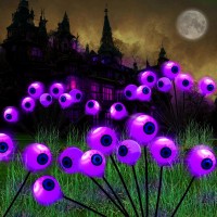 Halloween Decorations Outdoor Lights 4 Pack 32Led Solar Halloween Scary Eyeball Pathway Lights Swaying By Wind Waterproof Sol