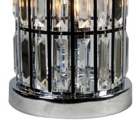 20 Inch Modern Table Lamp, Metal Cage Shade With Glass Accents, Chrome