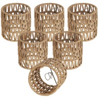 Chandelier Shades Set Of 6 Small Rattan Lamp Shades Clip On Bulb 51 X 51In Boho Lamp Shades Replacement Mini Cylinder Woven