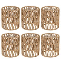 6 Pack Rattan Lamp Shade Small Boho Lamp Shades Replacement 59In Height 5In Diameter 153In Fitter Cylinder Woven Lampshad