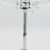 20 Inch Modern Table Lamp, Hanging Crystal Accent Shade, Chrome Metal Base