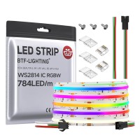 Btflighting Fcob Ws2814 Ic Rgbw 4000K Cob Led Strip Ul Listed Flexible High Density Uniform Chasing Color Light 164Ft Dc24V 78